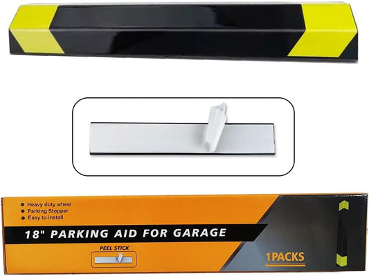 Heavy Duty Parking Aid for Garage, 18" Car Parking Stopper for Garage 1 Pack, Parking Aids Protects Car, Parking Stopper Easy to Install 1 Packs 18" L (1 Pack 18" L x 1.25H)