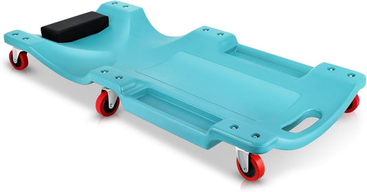 Auto Dynasty 36 Inches Mechanic Creeper, Automotive Garage Repair Low Profile Under Car Rolling Creeper with Padded Headrest, Plastic, Sky Blue