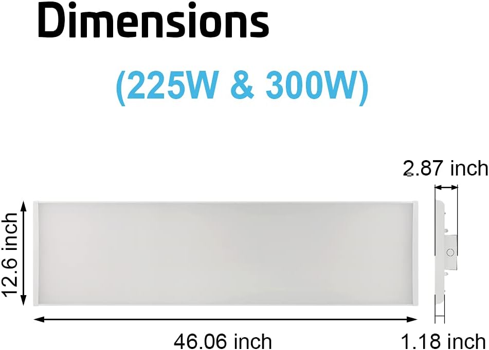4FT LED High Bay Light - Pack of 2-300W - 42000LM - 1-10V dimmable - 5000K - UL and DLC Listed - Replaces 8 Lamp Fluorescent T5 Fixture