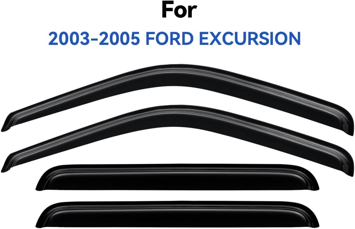 Window Visors Rain Guards for 2000 2001 2002 2003 2004 2005 Ford Excursion, Out-Channel Window Vent Wind Deflectors Visors Shades for 00 01 02 03 04 05 Ford Excursion