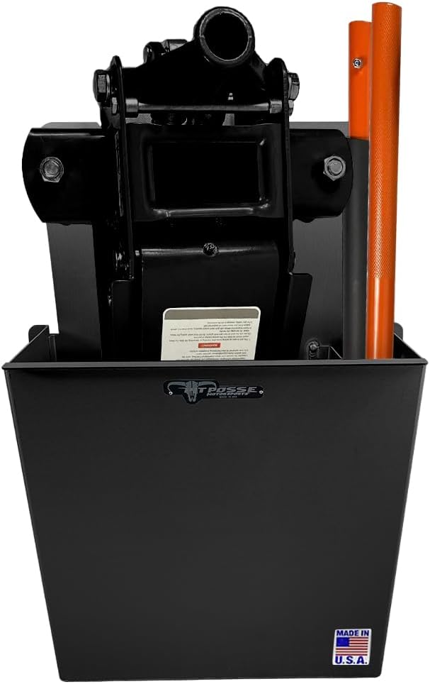 Pit Posse PP3351BK Aluminum Wall Mount Floor Jack Holder Pouch Stabilizer - Made in USA - Stabilizer for Enclosed Race Trailer Garage Shop Organizer Storage Snowmobile 5th Wheel Toy Hauler (Black)