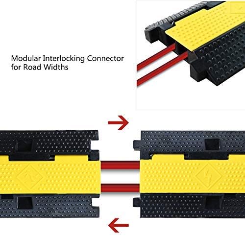 5 Pack Rubber Cable Ramp Hose Cable Protector Ramp 2 Channel 22000Lbs Load Capacity Traffic Speed Bump Wires Power Lines Extension Cord Cover for Indoor Outdoor