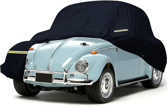 1960-1980 Volkswagen Beetle Sedan 2-Door Saloon Car Cover Waterproof All Weather, with Door Zipper, Windproof Strap, Anti-Theft Lock