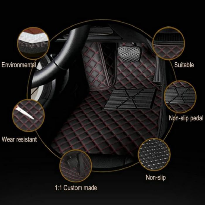 Customized Personalized car Floor mats, All-Weather Luxury car Floor mats, Waterproof and Anti Slip Leather car Floor mat Lining, 95% Customized car, Truck, and SUV Floor mats (Black Gold)