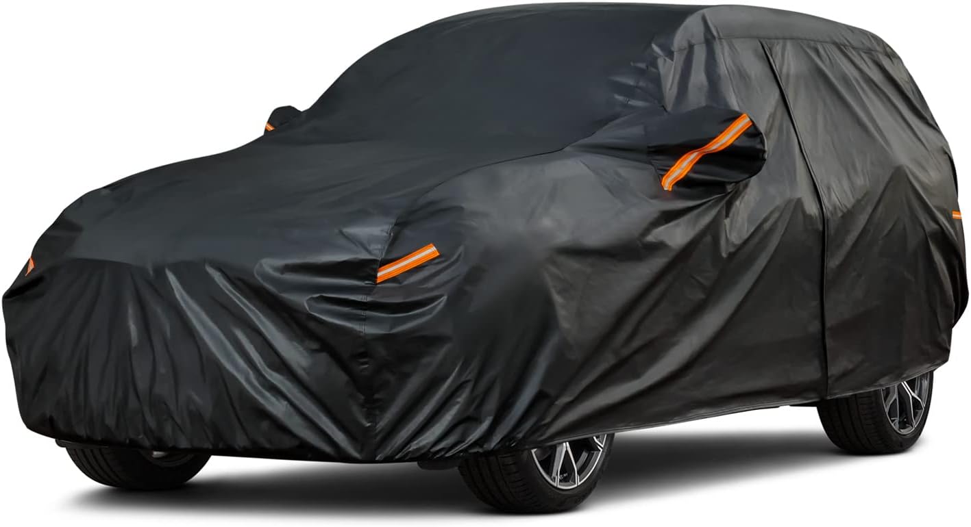 Kayme 7 Layers Heavy Duty SUV Car Cover Waterproof All Weather, Full Exterior Cover Outdoor Snow Sun Uv Protection with Zipper for Automobiles, Universal Fit for SUV Jeep (182-190 inch)