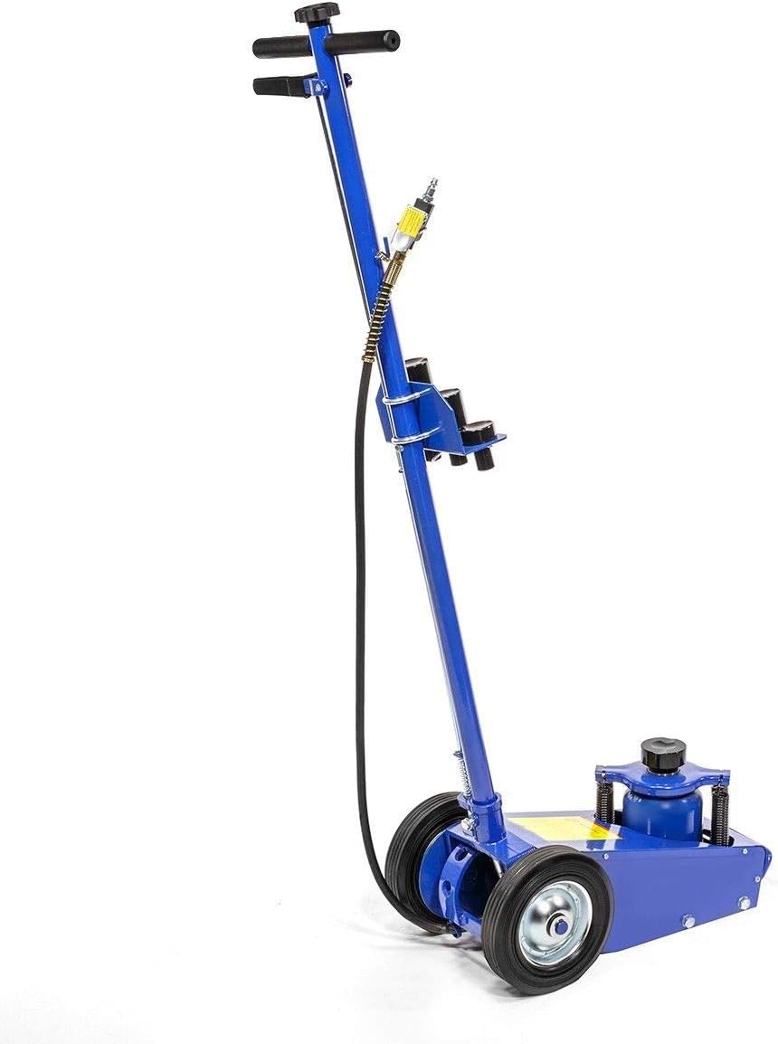 Stark USA 22 Ton Hydraulic Floor Jack Air-Operated Axle Bottle Jack with (4) Extension Saddle Set Built-in Wheels, Blue