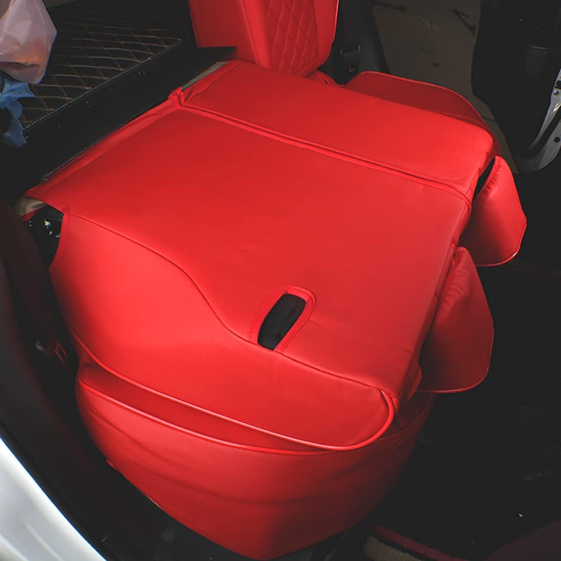 EKR Accord Car Seat Covers for Honda Accord 2023 2024 2025 LX(Rear Row W/Solid Backrest) Leather Car Seat Covers,Waterproof Car Seat Protectors,Trucks Seat Covers Full Set(Red)