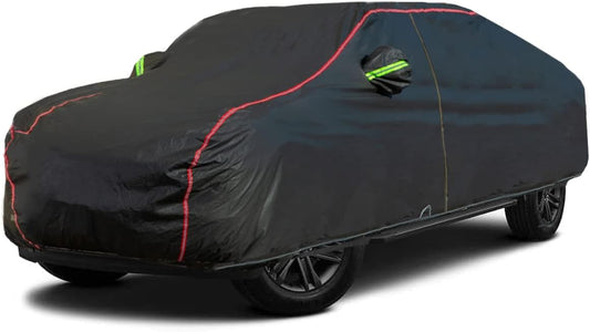 AUQDD 6-Layers PEVA New Material Truck Full Padded Car Cover Waterproof All Weather Weatherproof UV Sun Protection Snow Dust Storm Resistant Outdoor Exterior Custom Form-Fit Straps 230"-260" Black