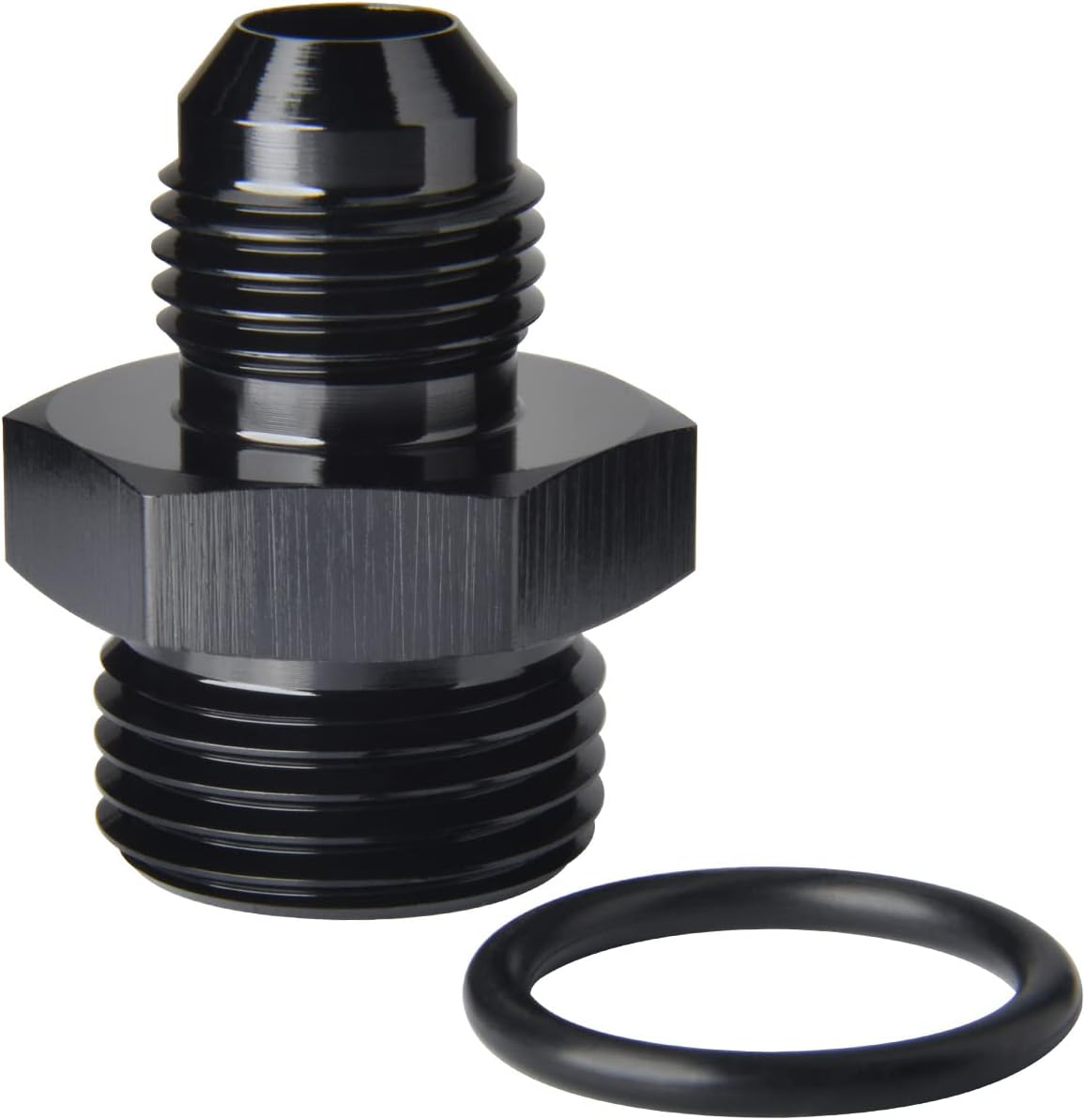 6AN Male Flare to 8AN ORB O-ring Boss Fuel Pump Rail Adapter Fitting Aluminum Black