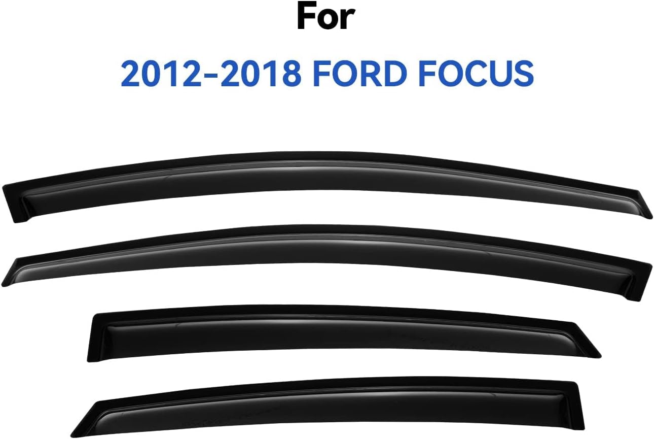 Window Visors Rain Guards Shield for 2012-2018 Ford Focus Sedan, Out-Channel Window Vent Wind Deflectors Visors Shades for 12-18 Focus (Not for Focus RS & ST)
