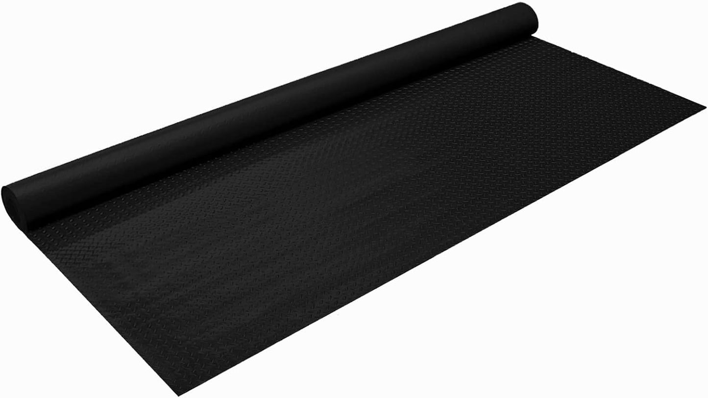 7.5Ft x 14Ft Garage Floor Mat 2.5mm Thickened Rubber Flooring Roll 105sqft Diamond Plate PVC Rubber Trailer Mat Non-Slip Floor Protector Mat for Garage Warehouse Basement Trailer - Black