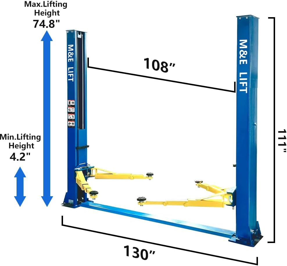 110v 9000lbs 2 Post Lift Car Lift Auto Hoist Full Rise Time 50SEC 2 Post Truck Lift for Home/Shop Automotive Lift for Repair Shop, Blue