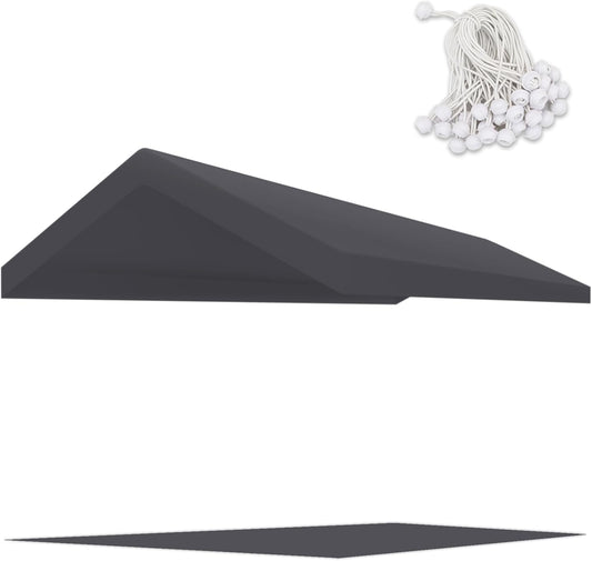 10' x 20' Upgraded Carport Replacement Canopy Cover Grey for Car Garage Shelter Party Tent Top Tarp with Ball Bungees (Only Top Cover, Frame is not Included)