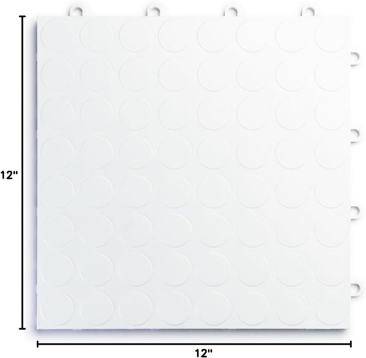 Big Floors RaceDeck CircleTrac, Interlocking Non-Slip Garage Flooring Tile, Durable, Modular, Heavy-Duty Copolymer, Easy Install (White, 48 Pack of 12 x 12" Tiles)