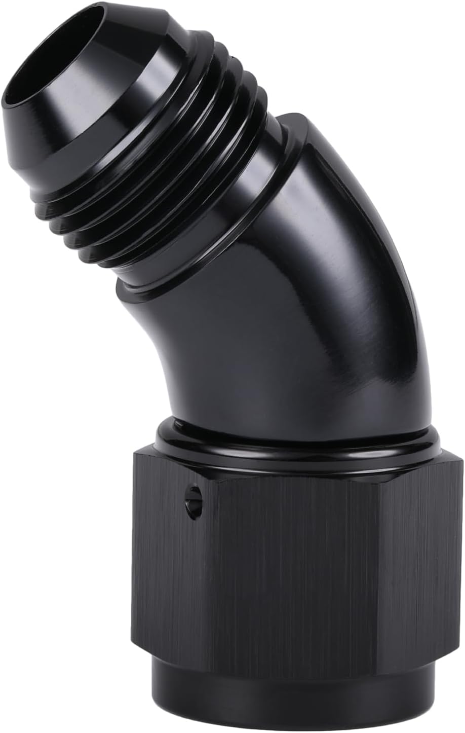 45 Degree 8AN Male to 8AN Female Swivel Full Flow Fitting Adapter Coupler Aluminum Black