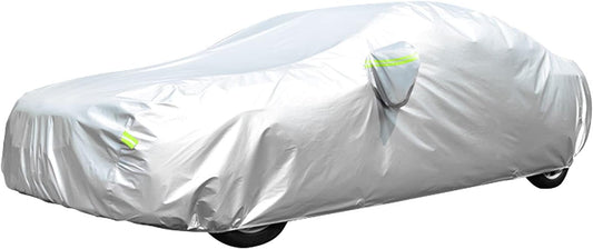 Waterproof Car Cover All Weather Snowproof UV Protection Windproof Outdoor Full car Cover, Universal Fit for Sedan (Fit Sedan Length Length 192"-208", Silver)
