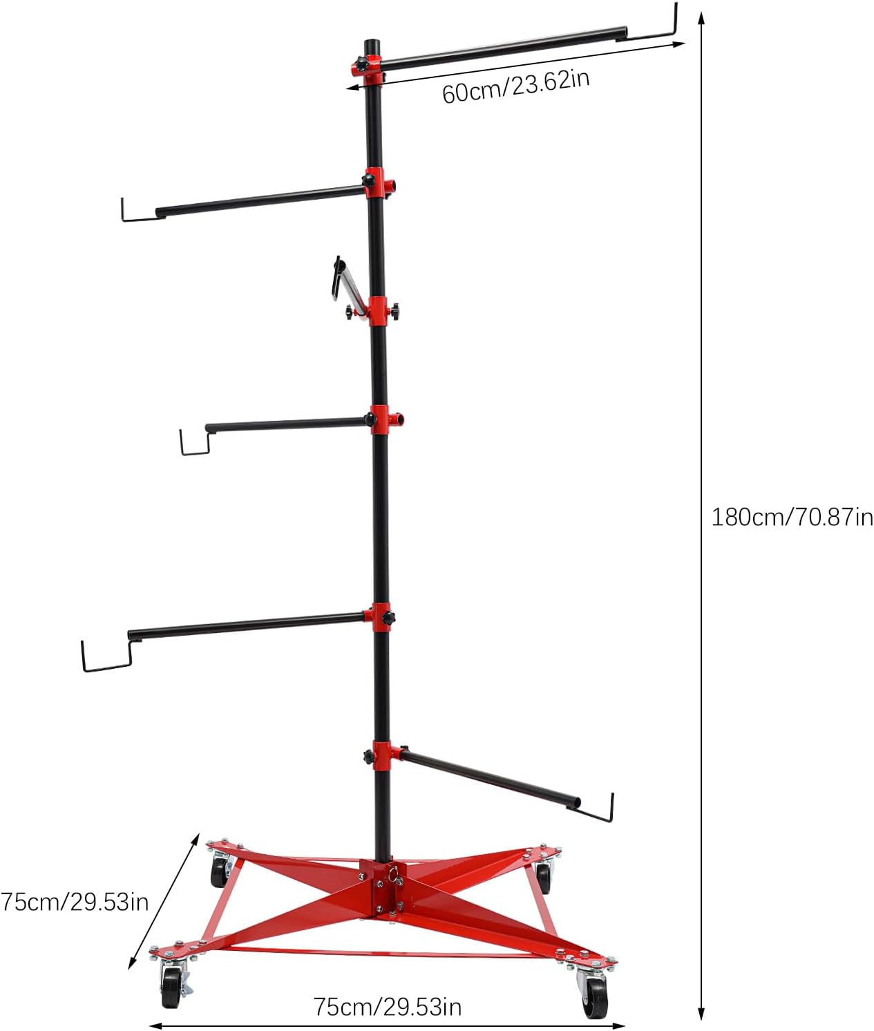 Panel Tree Stand for Painting Rotatable FreeStanding Panel Paint Holder with Wheels Adjustable Center Post for Hang Automotive Doors Fenders Bumpers, Car Repair Shops, Garages(29.5*29.5*70.87in)