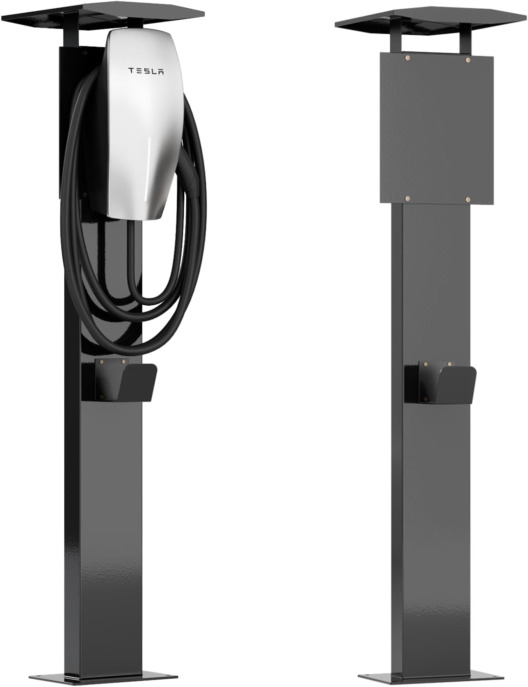 EV Charger Pedestal, Outdoor Electric Vehicle Charger Stand, Freestanding Charging Station Stand Accessory, Corrosion Resistant, Galvanized Steel, for All Level 2 Chargers