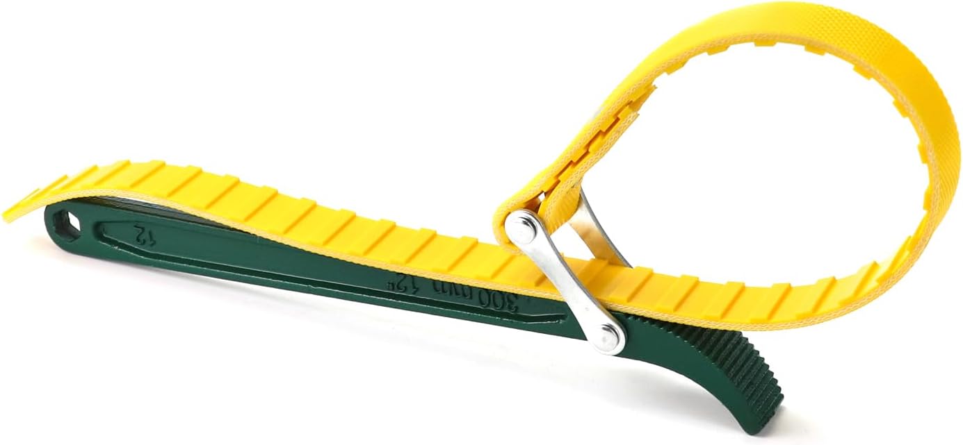 QWORK 15" Belt Strap Wrench, 2 Pack Multi-Purpose Adjustable Strap Oil Filter Strap Opener Wrench