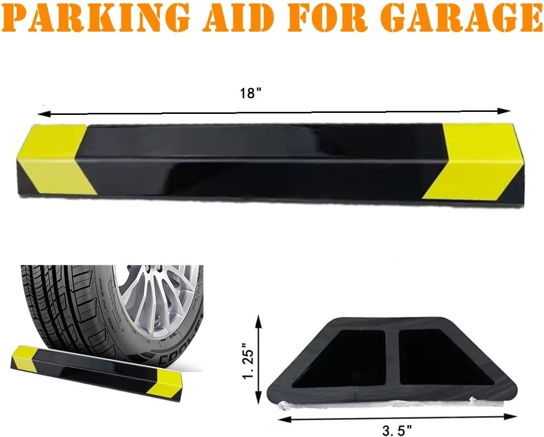 18" Heavy Duty Parking Aid for Garage, Car Parking Stopper for Garage 1 Pack, Parking Aids Protects Car, Parking Stopper Easy to Install (1 Pack 18" L x 1.25H)