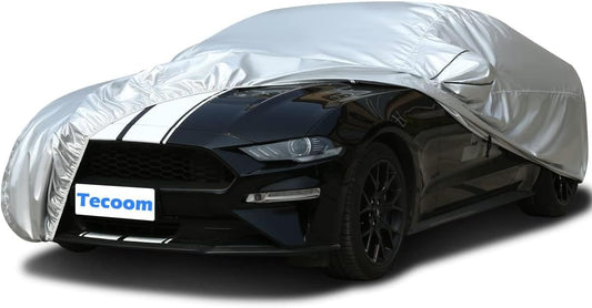 Tecoom Sport Car Cover Waterproof All Weather, Light Shell Car Covers for Autombilas Without Door Zipper & Mirror Pockets Windproof Sun Uv Hail Protector Car Cover Fit Coupe/Sport Car (183-193 Inches)
