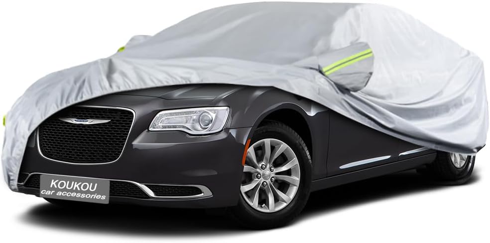 KouKou Oxford Car Cover Waterproof All Weather for Automobiles, Fit Sedan Dodge Charger, Chrysler 300, Hyundai Genesis, Mercedes Benz S Class,BMW 7 Series, etc (208 X 78 X 59 inch)