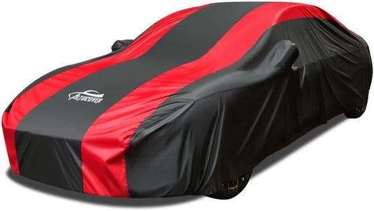 Full Exterior Covers with Red Stripe Design,Sedan Car Cover for Waterproof Universal Fit Toyota Corolla Prius, Ford Focus Sedan, Hyundai Elantra, Kia Forte, Nissan Sentra, VW Jetta