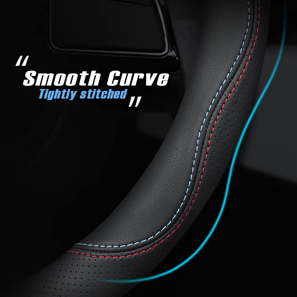 New Nappa Leather car Steering Wheel Cover, Universal 15 inch Black