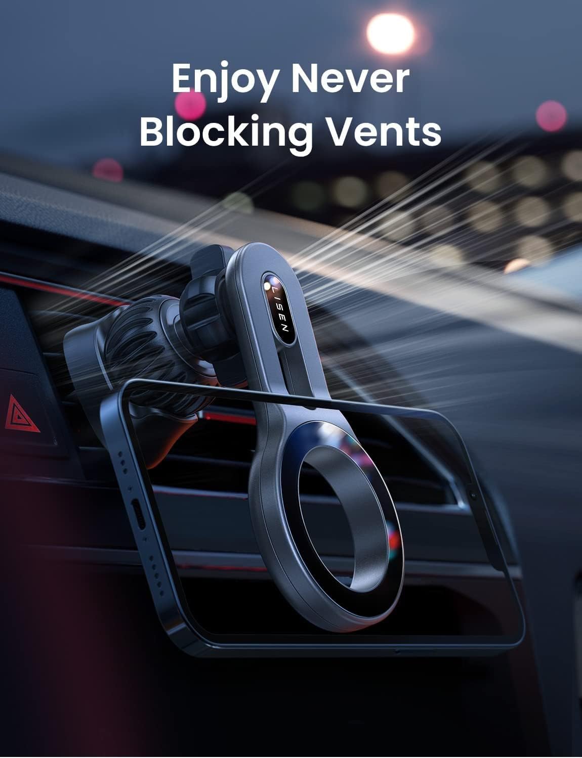 LISEN for iPhone 16 MagSafe Car Mount, [Quick Install] Ultra Magnetic Long Arm Mag Safe Car Phone Holder Vent, Car Accessories Fit for iPhone 16 Pro Max 15 14 13 12 Plus Mini Men Women, Silver