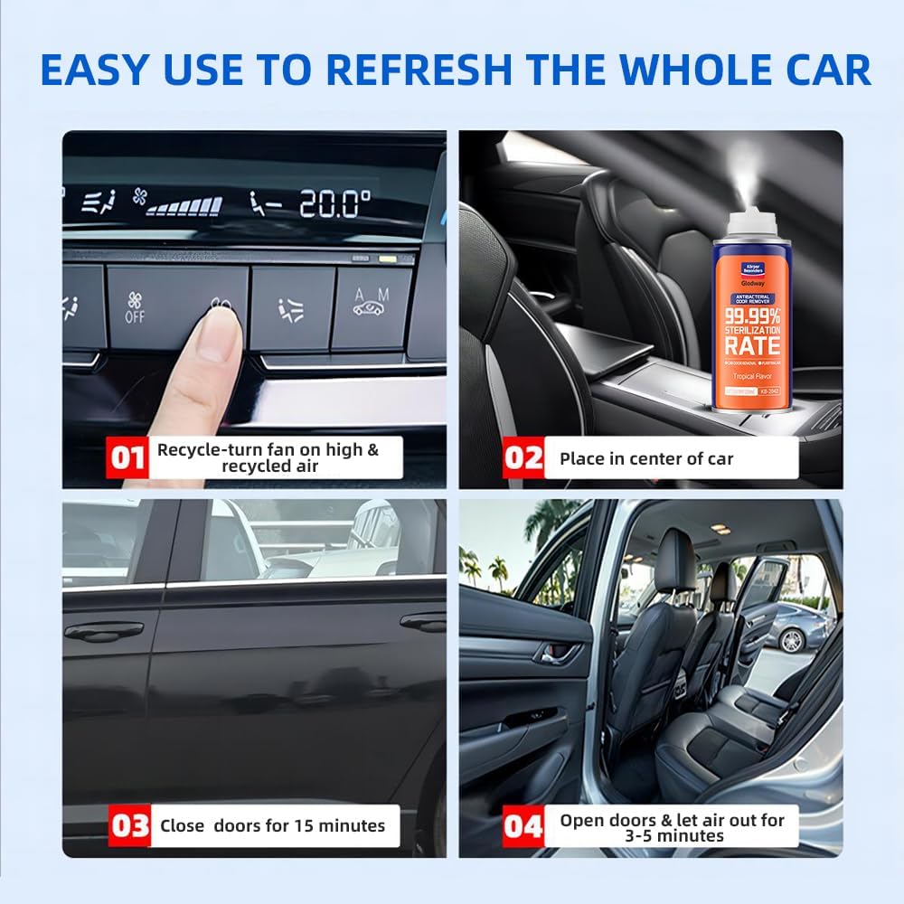 Glodway Whole Car Air Refresher,Odor Eliminator Remover Spray For Car,Two Kinds Scents Freshener With Odour Eliminator Technology,Long-Lasting Scent,6 Ounce(Pack of 3)
