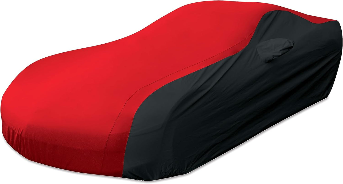 C6 Corvette Car Cover - Custom Fit Outdoor/Indoor UV & Rain Protection - Ultraguard Plus 300 Denier High End for 2005-2013 C6, Grand Sport, ZR1, Z06 Corvettes (Red/Black)