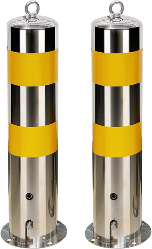 Safety Barrier Bollard, Steel Car Parking Protection Posts, Caution Cones, Driveway Barrier, Parking Stopper for Garage, Perfect for Traffic-Sensitive Area(Yellow (2PCS))
