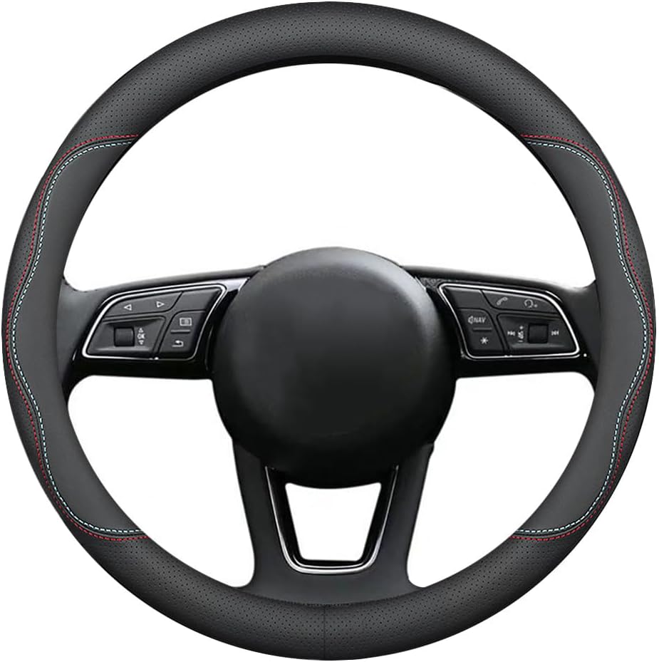 New Nappa Leather car Steering Wheel Cover, Universal 15 inch Black