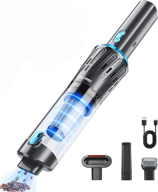 Handheld Vacuum Cordless 15000PA Car Vacuum 3-in-1 Hand Held Vacuums 1.1 Pounds Hand Vac Cordless Rechargeable One-Touch Empty for Cleaning Cars Offices Homes Pet Hair and Dust (Blue)