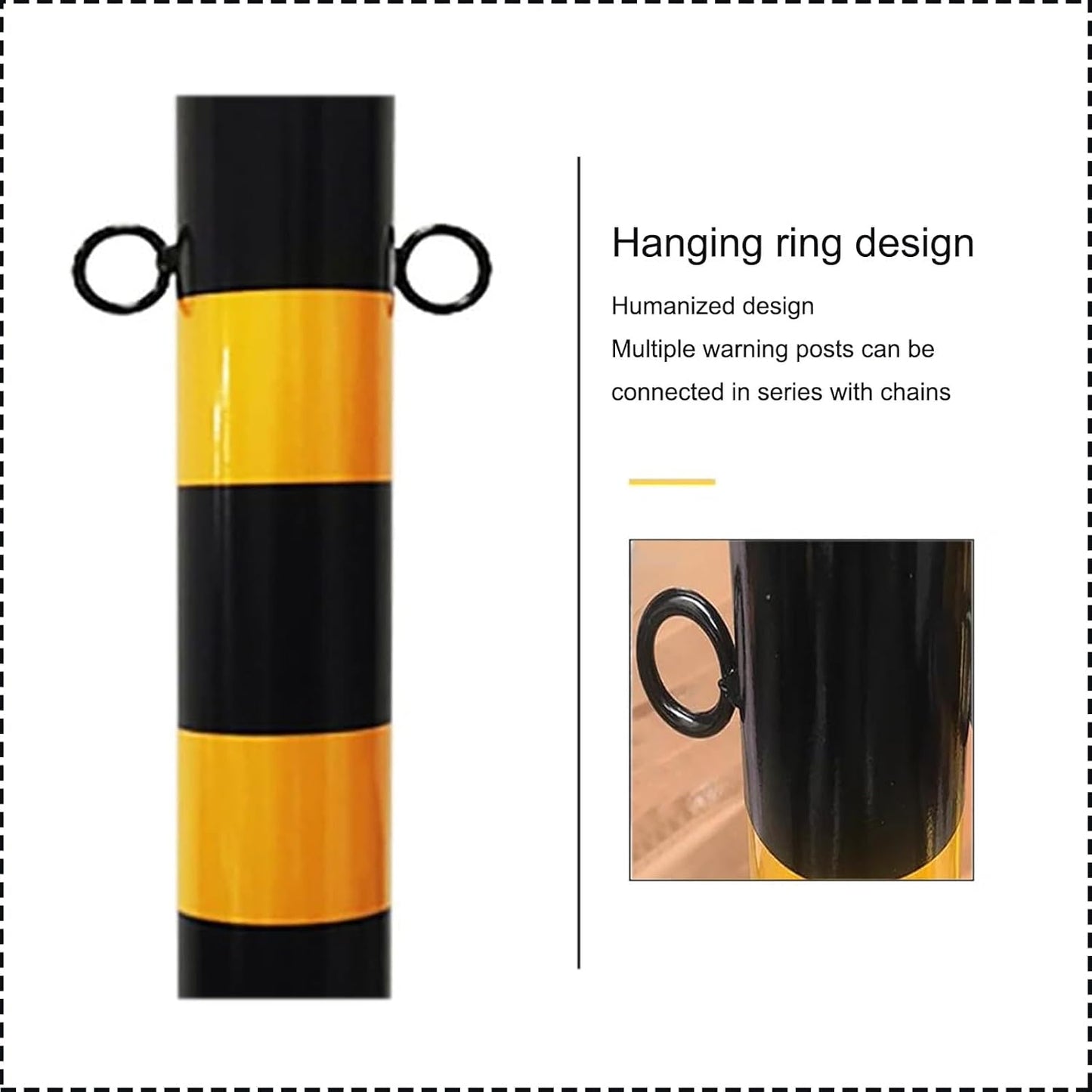 Safety Barrier Bollard for Driveways, Parking Bollard for Warehouse, Traffic Barricade Cones, Parking Stopper for Garage, for Construction Sites etc(Black (2PCS))