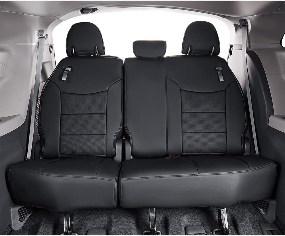EKR Sienna Seat Covers for 2011-2020 Toyota Sienna LE,XLE, SE,XLE Premium 2nd Row 4/2/4 Split,8 Seats,Waterproof Car Seat Cover Full Set,Car Seat Protectors- Three Row,Leather(Black)