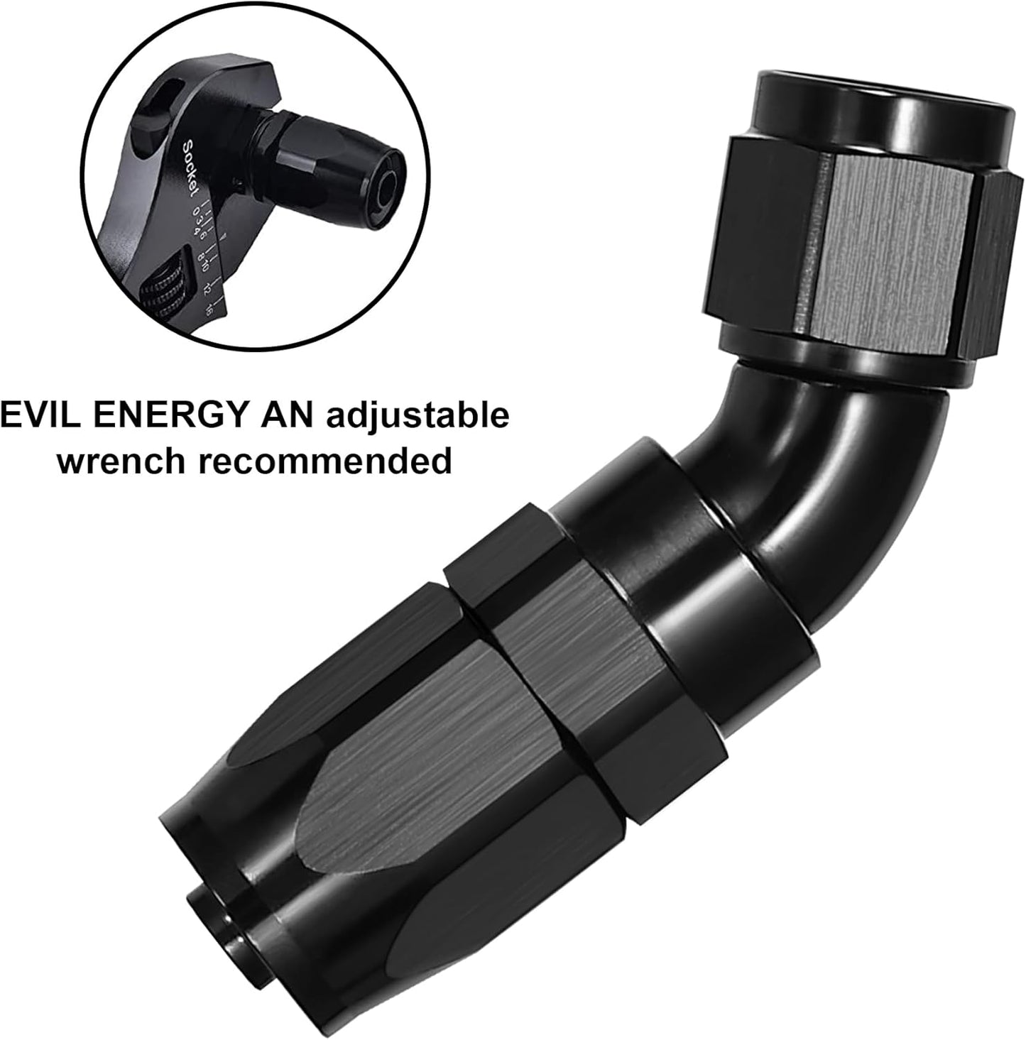 EVIL ENERGY 12AN 45 Degree One Piece Full Flow Hose End Fitting Swivel For CPE Braided Hose