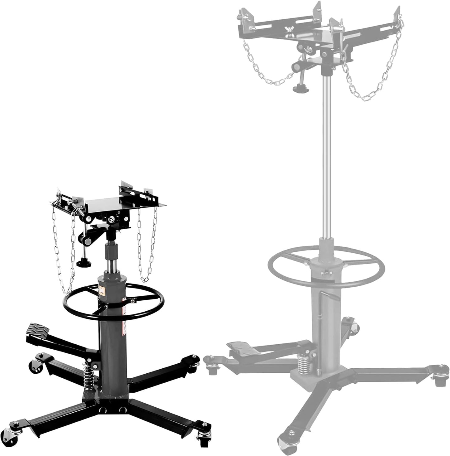 Transmission Jack 1660 lbs/ 0.75 Ton Capacity Hydraulic Telescopic Transmission Jack 34" - 70" Adjustable Height Telescoping Transmission Hydraulic with 360° Swivel Wheels Lift Hoist (Gray)