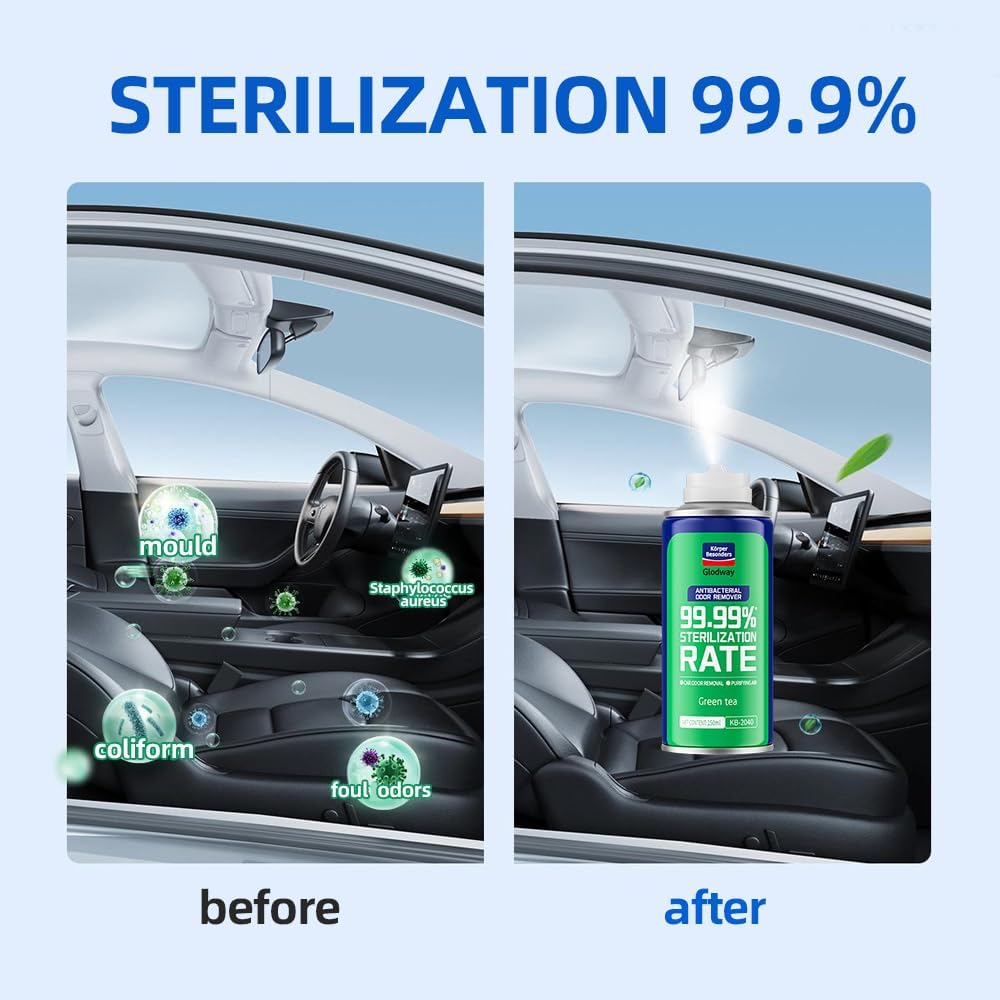 Glodway Whole Car Air Refresher Spray,Odor Eliminator Eliminates Strong Vehicle Odors,Green Tea Scent-6 Ounce Spray Bottle (Plack of 2)