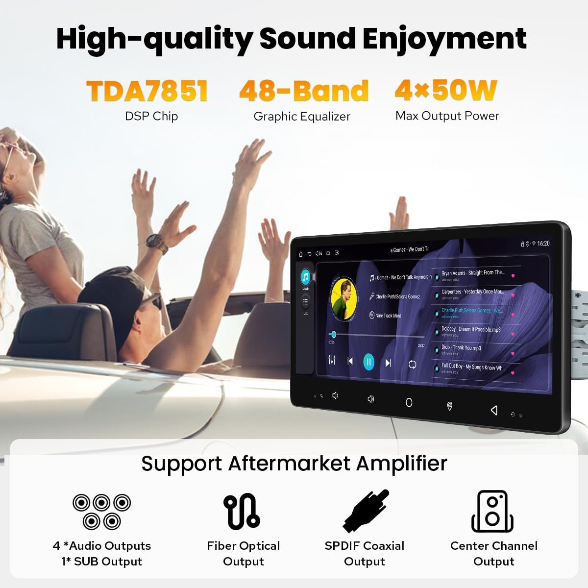 Joying 8.9" Single Din Touchscreen Radio Android 13 Head Unit with Carplay and Android Auto 8GB+128GB Detachable Car Stereo with Bluetooth, AM/FM, Subwoofer Output, GPS(JY-HTS01N8)
