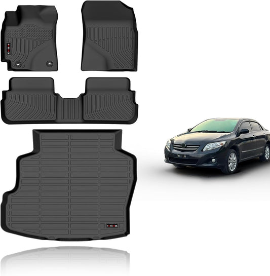 KELCSEECS Floor Mats & Cargo Liner for 2009 2010 2011 2012 2013 Corolla only Sedan All Weather Car Mats Automotive Trunk Mat Corolla Floor Mats Cargo Mat Accessories