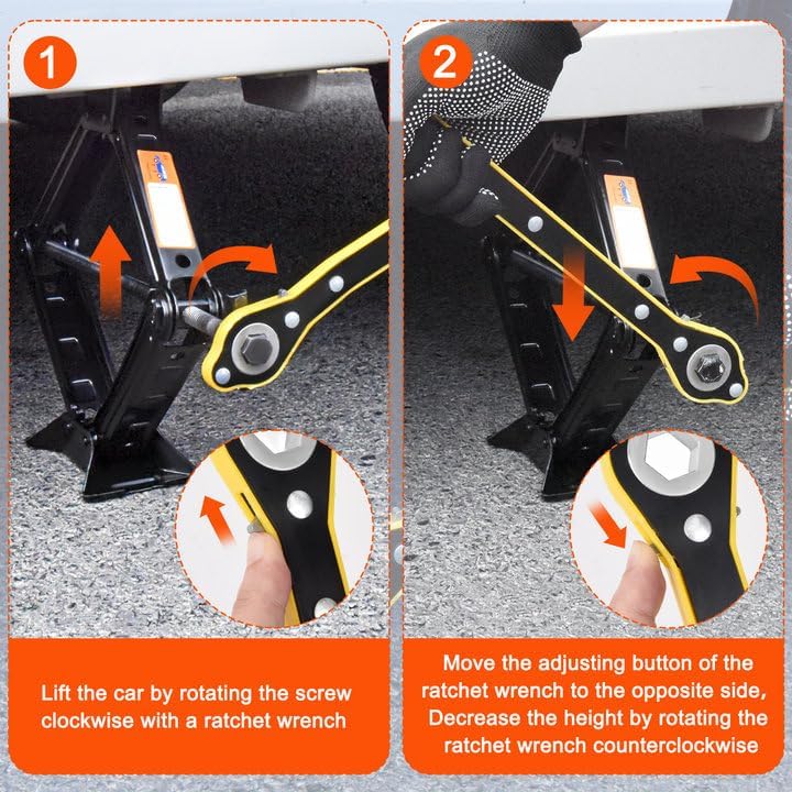 Scissor Car Jack 3 Ton (6610 lbs) Tire Changing Kit with Lug Wrench - Emergency Kit for Car, SUV, MPV