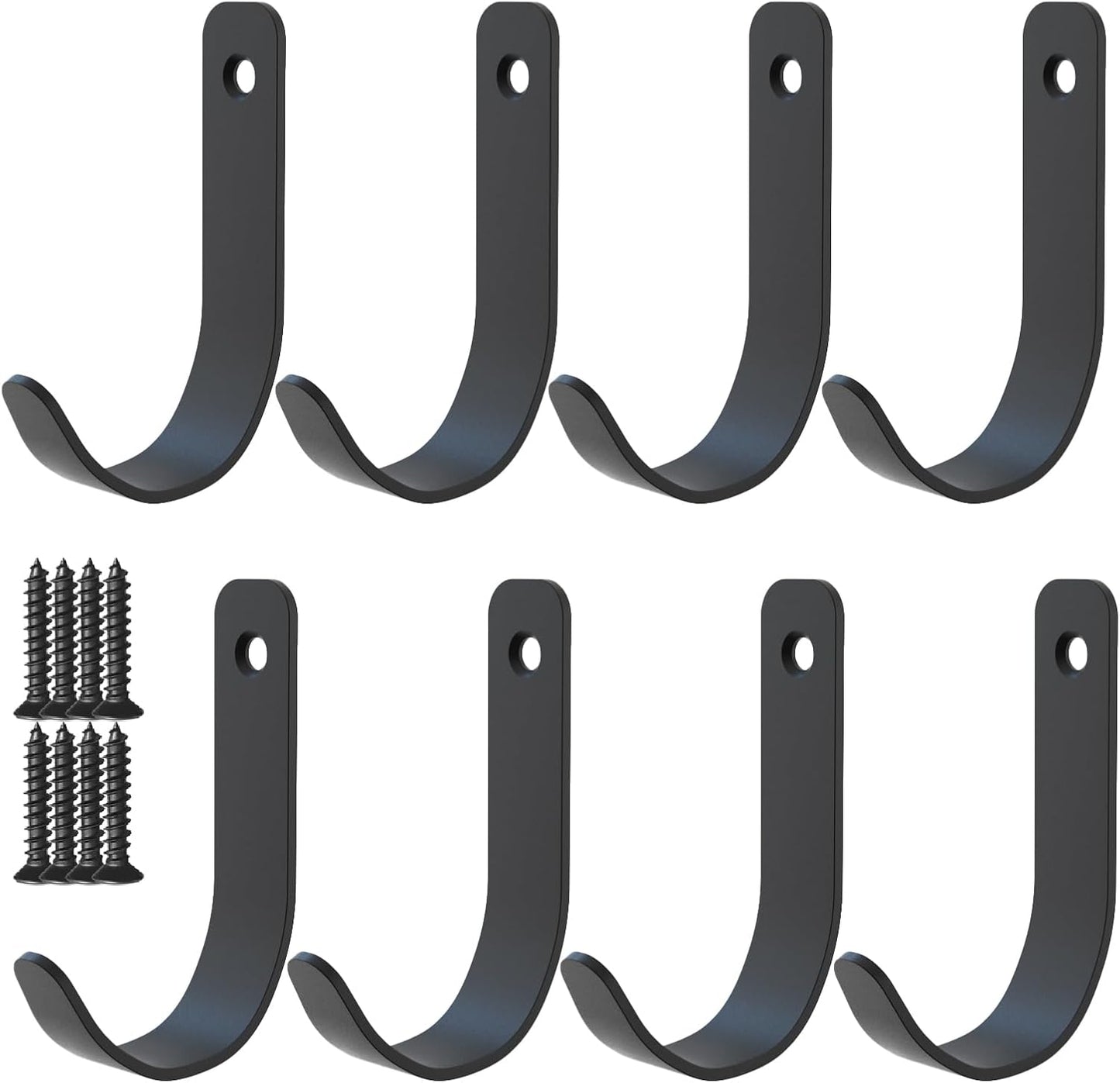 Stainless Steel Heavy Duty Coat Hook Wall Hooks Robe Hanger Hooks Hanging Hat Key Holder for Towel, Bag Indoor Outdoor (Black-U Shaped, 3x1.8inch, 8pcs)