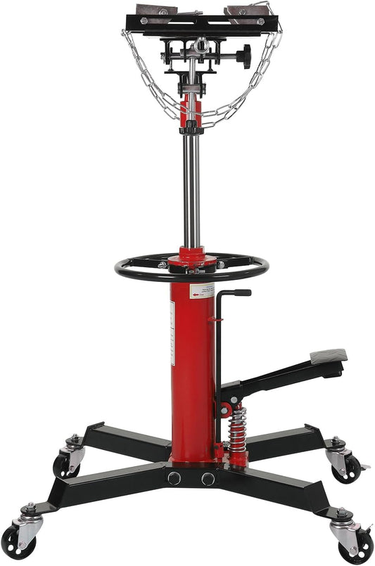 Hydraulic Transmission Jack 1322 LBS (3/5 Ton) Capacity 33.8"-72.8" Lifting Height 2 Stage Hydraulic Telescoping Jack, Trans Jack Stand Heavy Duty with Foot Pedal and 360° Swivel Wheel, Red