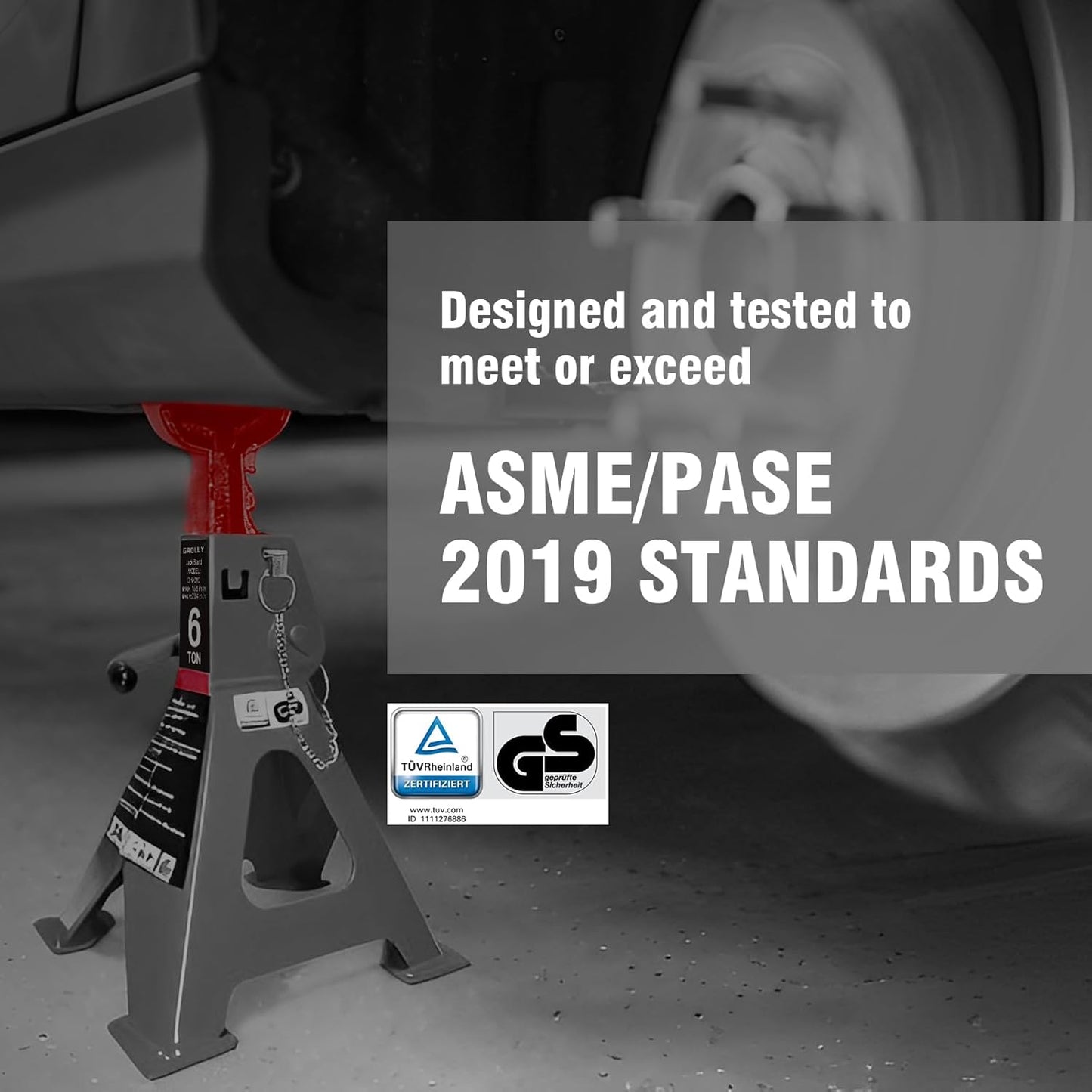 Car Jack Stands 6 Ton with Double Locking and Large Foot Base for Lifting Cars,SUVS,MPVS, Heavy Duty Steel, 13000 lb Capacity, 1 Pair