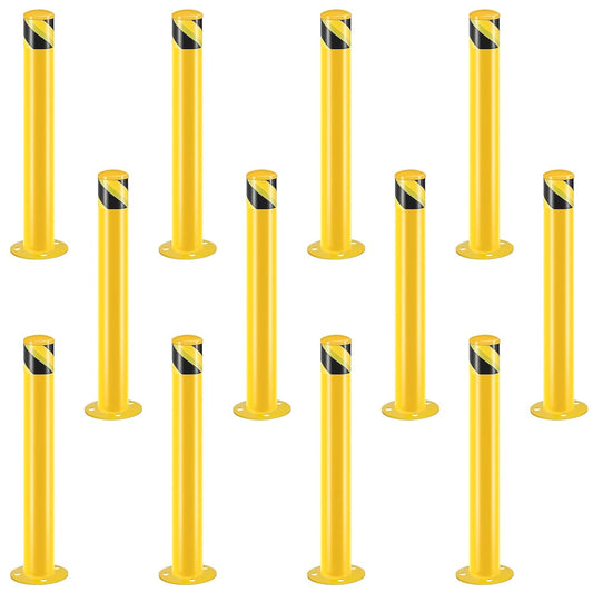 Safety Bollard Post, Steel Bollards,Parking Bollard, Yellow Powder Coated Safety Parking Barrier Post, for Traffic Sensitive Areas (12, 36"H*3.5"D)