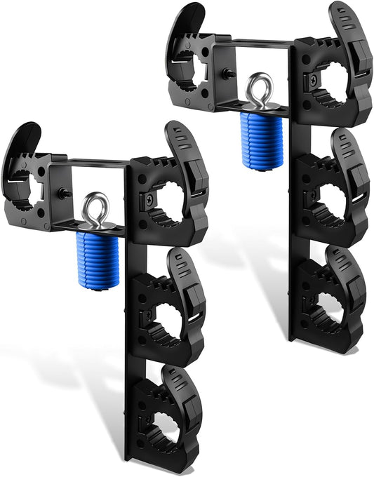 Upgraded Dual UTV Cargo Bed Tool Holders Compatible with Polaris Ranger and General, 4 Position Tool Carrier Mounting Kit, Shovel Holder Fits All UTV Round Bed Anchor Holes, No Drilling