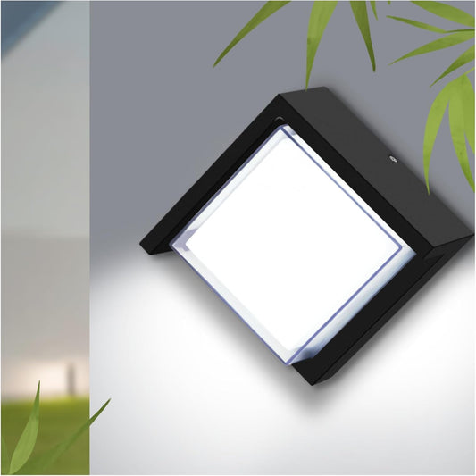 Outdoor Wall Light, 6000K Daylight Small Anti Rust Exterior Wall Lighting Fixtures, Black Square Wall Mount 12W LED Porch Lights for House with Waterproof for Front Porch, Garage, Patio