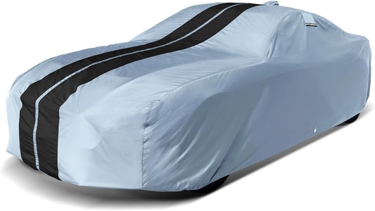 iCarCover Custom Car Cover for Chevy Biscayne (1958-1972) Waterproof All Weather Rain Snow UV Sun Protector Full Exterior Indoor Outdoor Car Cover (Stripe - Gray/Black)