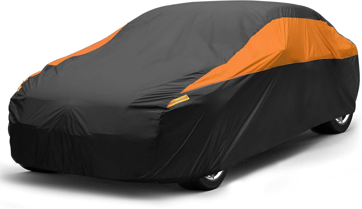 Car Cover Waterproof All Weather,Outdoor Car Cover for Automobiles,Full Exterior Cover Windproof Outdoor car Cover UV/Snow/Hail/Dust Protection Fit Sedan-Length up to 180"